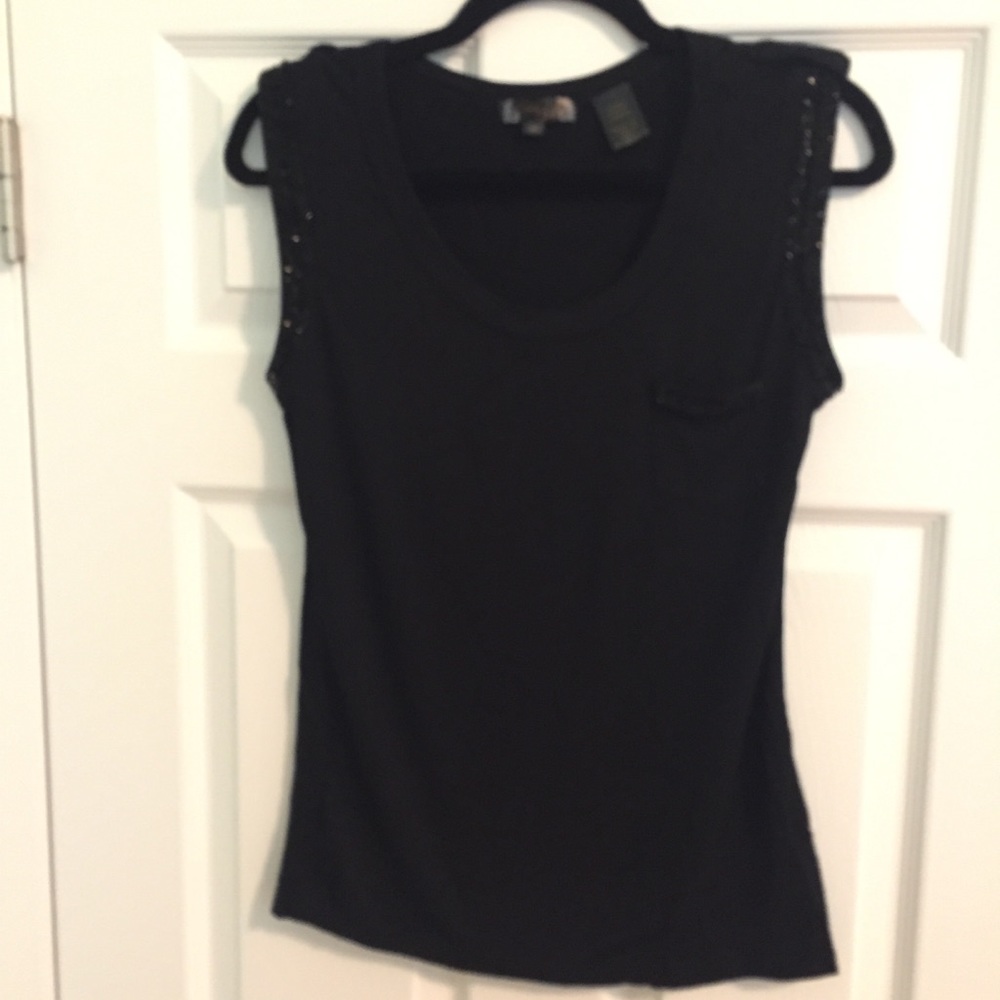 Beaded black tank top